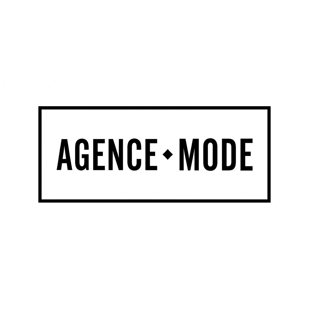 Logo with the text AGENCE MODE  inside a rectangular border.