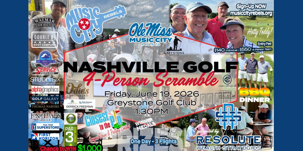 Nashville Golf 4-Person Scramble event at Greystone Golf Club, June 19, 2026.