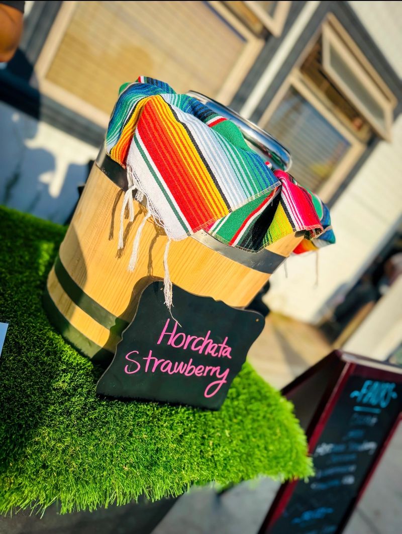 Horchata strawberry artisan ice cream by Scoop & Barrel in Torrance CA – Mexican-inspired flavor made fresh in small batches for pop-ups and catering