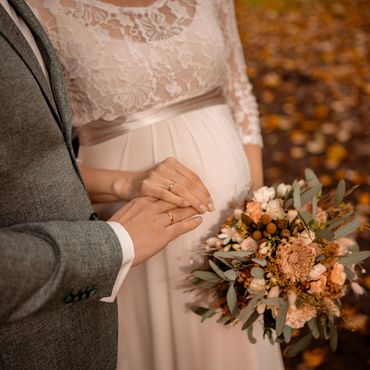 Hochzeit Münster Fotografin Vintage Standesamt Lotharinger Kloster Herbsthochzeit Schwanger