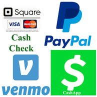 Venmo, PayPal, Cash App, Credit Card Payment logos.