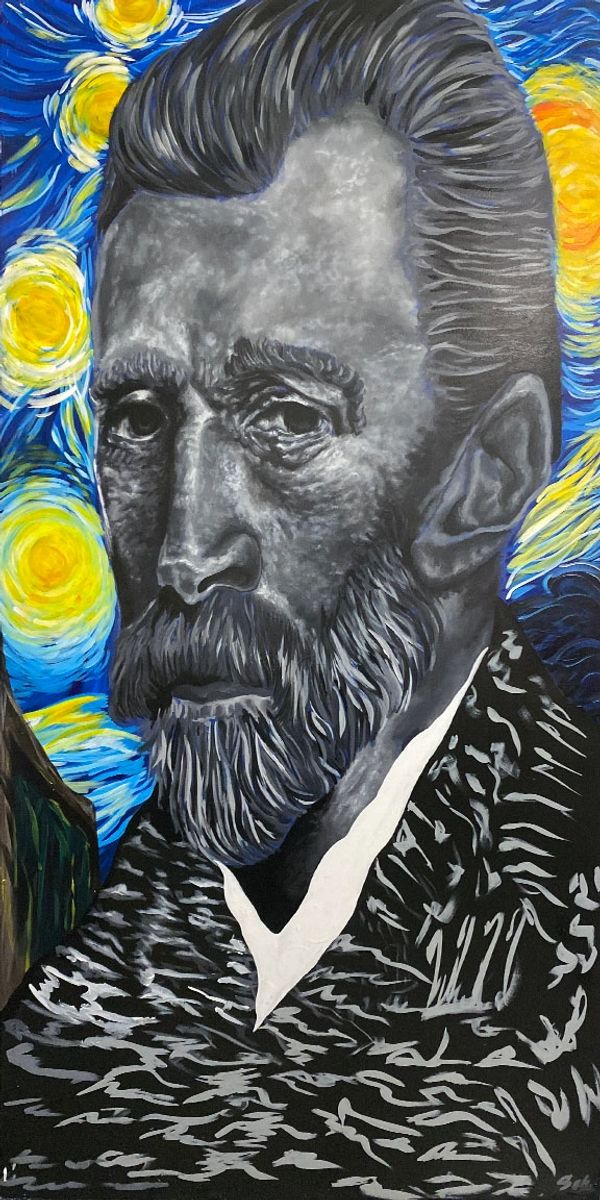 Van Gogh
4FTX8FT
Exterior acrylic paint on metal panel
Van Gogh had an eccentric personality and uns