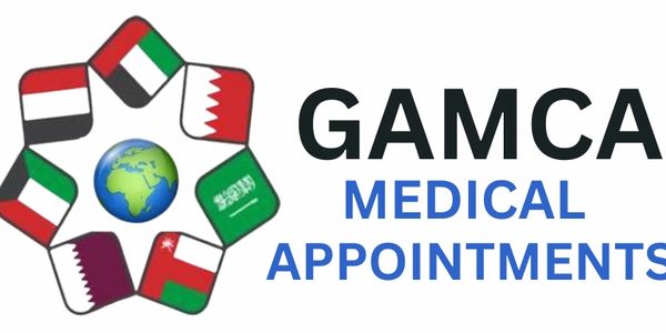 GAMCA Medical Appointments logo with Gulf countries flags.