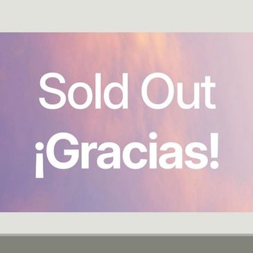 Text on a purple background says 'Sold Out ¡Gracias!'
