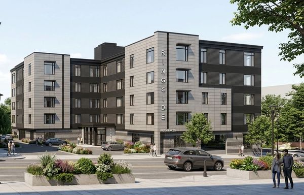 46-unit apartment building in downtown Brockton near transit, with co-working, fitness, and energy-e