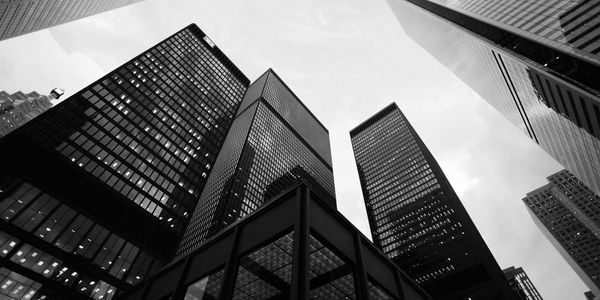 Skyscrapers of success in a digital matrix of in multiple industries.