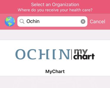 MYCHART ORGANIZATION SELECTION