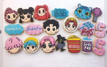 Colorful fan art cookies inspired by BTS.