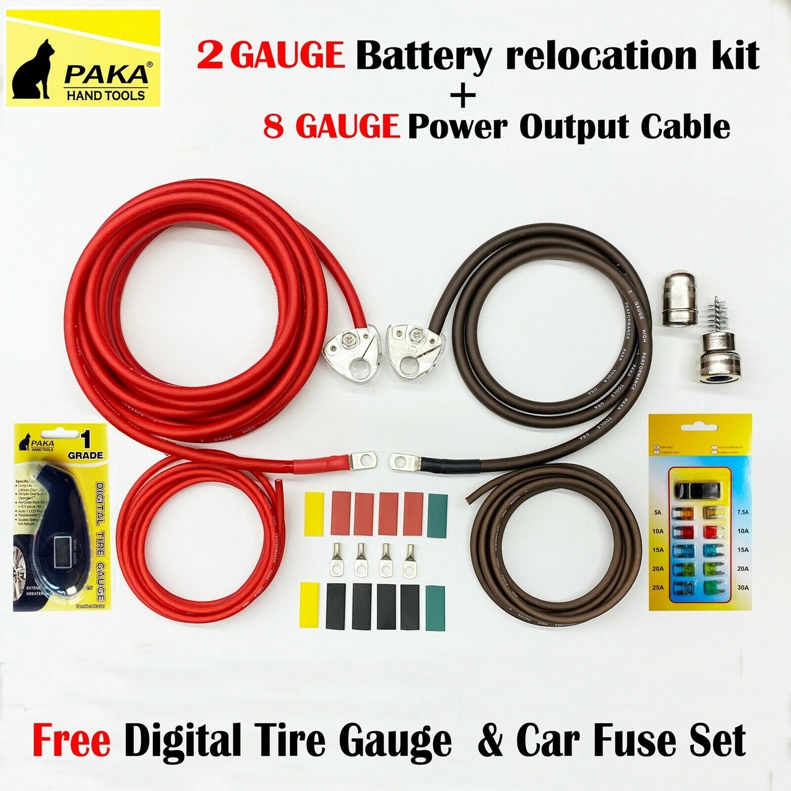 4 FT BLACK,USA MADE 2 AWG Cable Top Post 8 FT RED Battery Relocation Kit Parts & Accessories