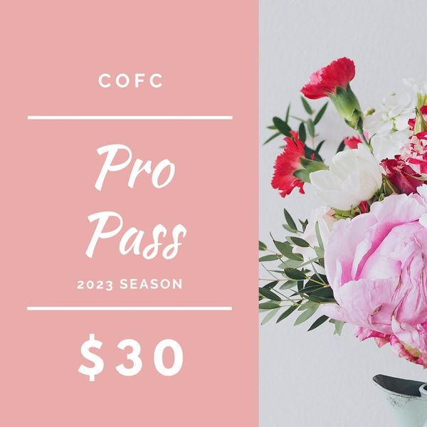 2023 COFC Pro Pass for $30 with floral design.
