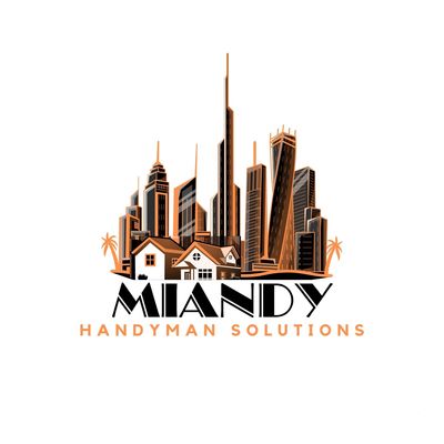 Logo showing urban skyscrapers and houses for Miandy Handyman Solutions.
