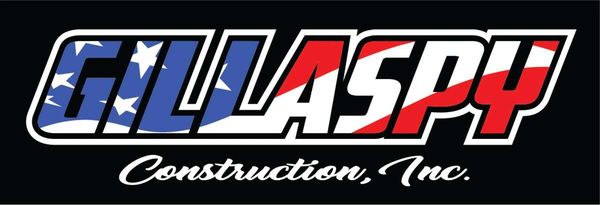 Logo for Gillaspy Construction, Inc. with American flag colors.