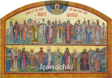 Icon depicting saints who spread Orthodoxy in North America.