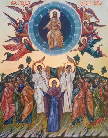 Holy Ascension of our Lord. 15 x 19. Egg Tempera, Gold. Holy Ascension Orthodox Church, Honomu, HI.