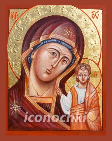 Holy Theotokos of Kazan. Egg Tempera. 9 x 12. Private Collection