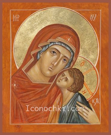 Theotokos Eleusa. Pair icon. Egg Tempera. 7 1/2 x 9 1/2 inches.