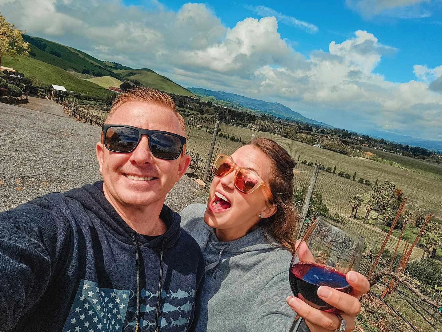 Man and woman enjoying a glass of wine in Napa Valley California