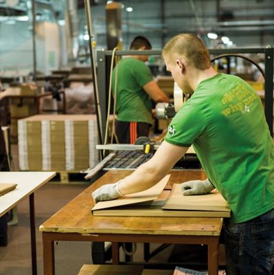 cutting doors in the factory