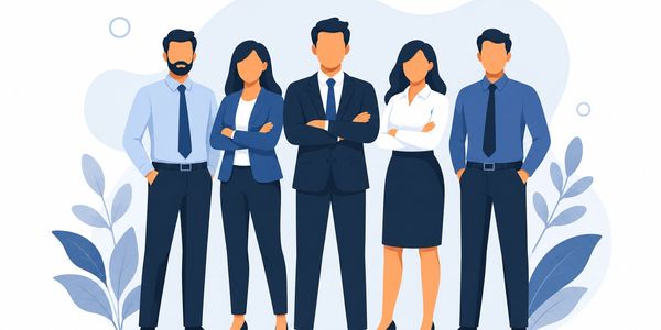 Confident business team standing together.