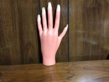 hand manicure wood panel fake nails fiberglass rubber