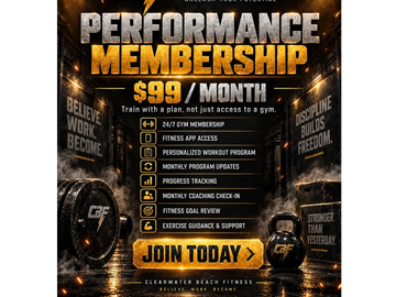 Performance membership for $99/month with full fitness support.