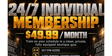 24/7 individual gym membership for $49.99 per month.