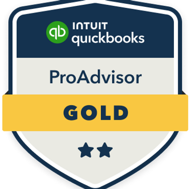 Intuit QuickBooks ProAdvisor Gold badge with two stars.