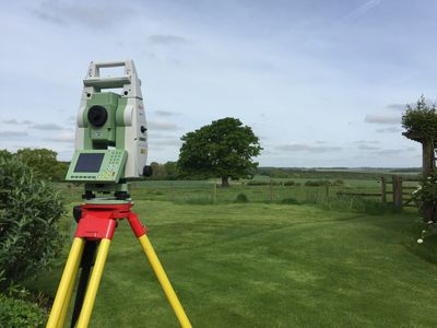 Surveying instrument set up in a field