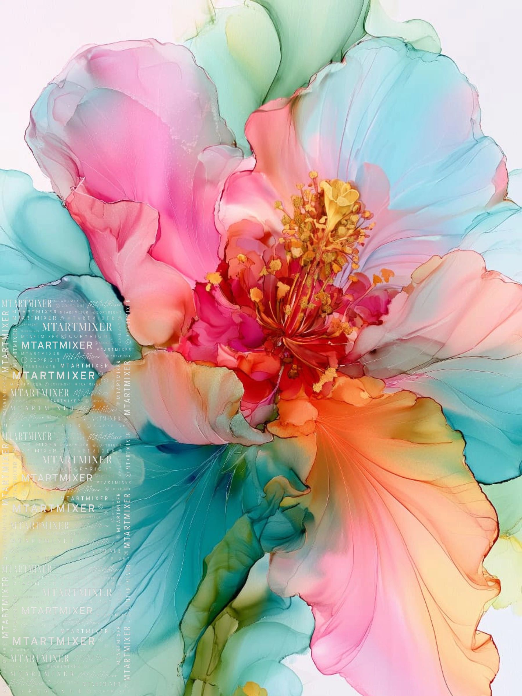 Colorful abstract flower painting.