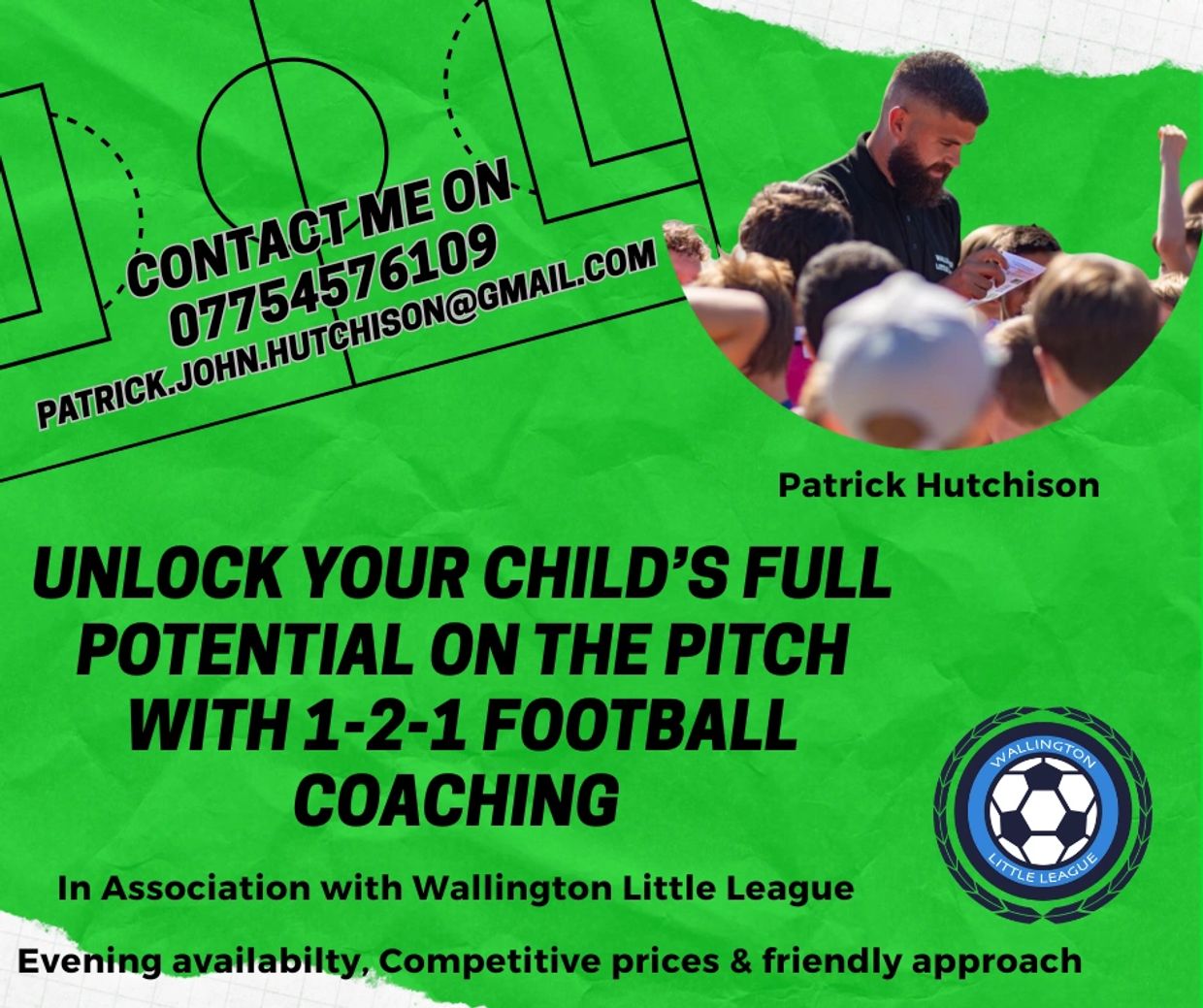 Football coaching for kids with Patrick Hutchison.