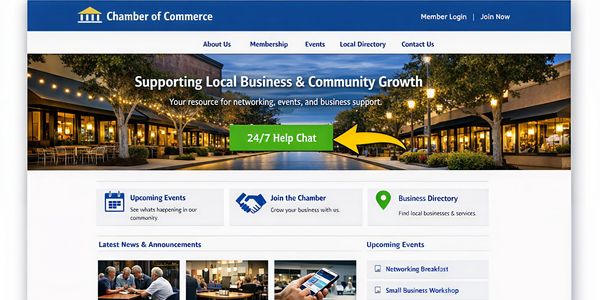 Chamber of Commerce website promoting local business support and events.