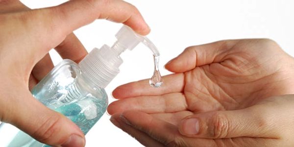 Using hand sanitzer