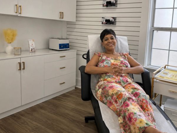 Patient prepared for PRP hair restoration treatment with PRP supplies and centrifuge equipment in th
