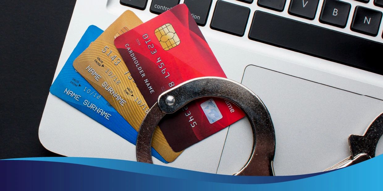 Handcuffs, bank cards; credit cards; laptop