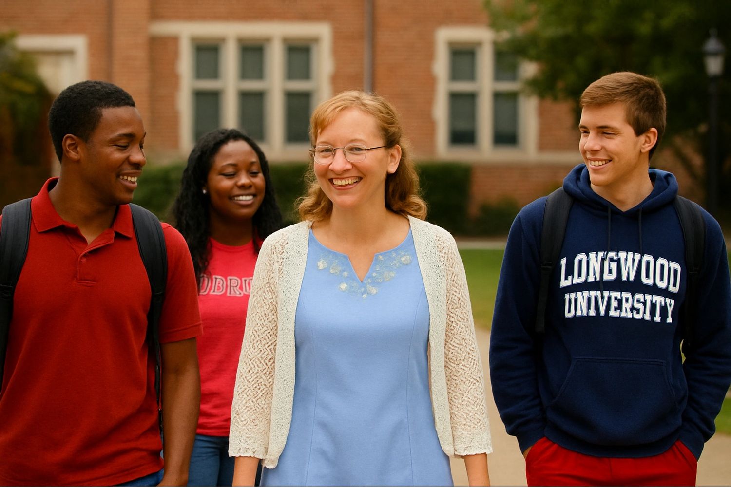 Picture of Natasha, The Neuro-Affirming Coach walking with three college students