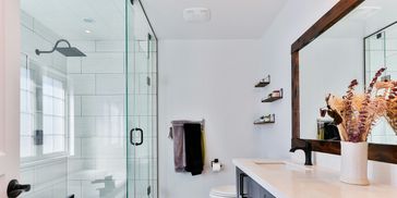 Paynesville, MN - Bathroom Remodel with double vanity, soaking tub and walk in shower with glass