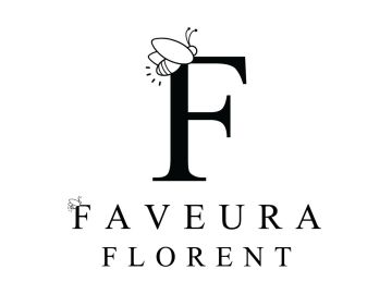 Logo with letter F and a bee for Faveura Florent.