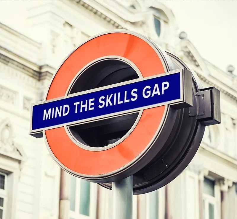 Mind the skills gap sign