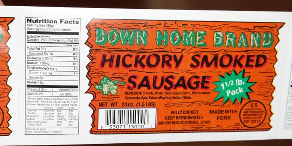 Down Home Hickory Smoked Pork Sausage - Hot 1.5 LB