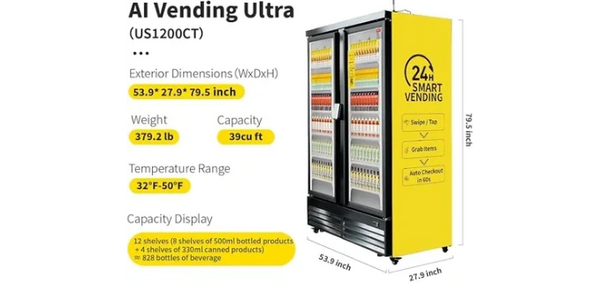 AI Vending Ultra with smart 24H vending and auto checkout features.