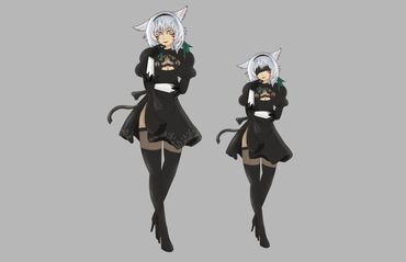 Fanart of FFXIV Y'shtola in the dress of 2B from Nier Automata