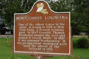 Historical marker for Montgomery, Louisiana.