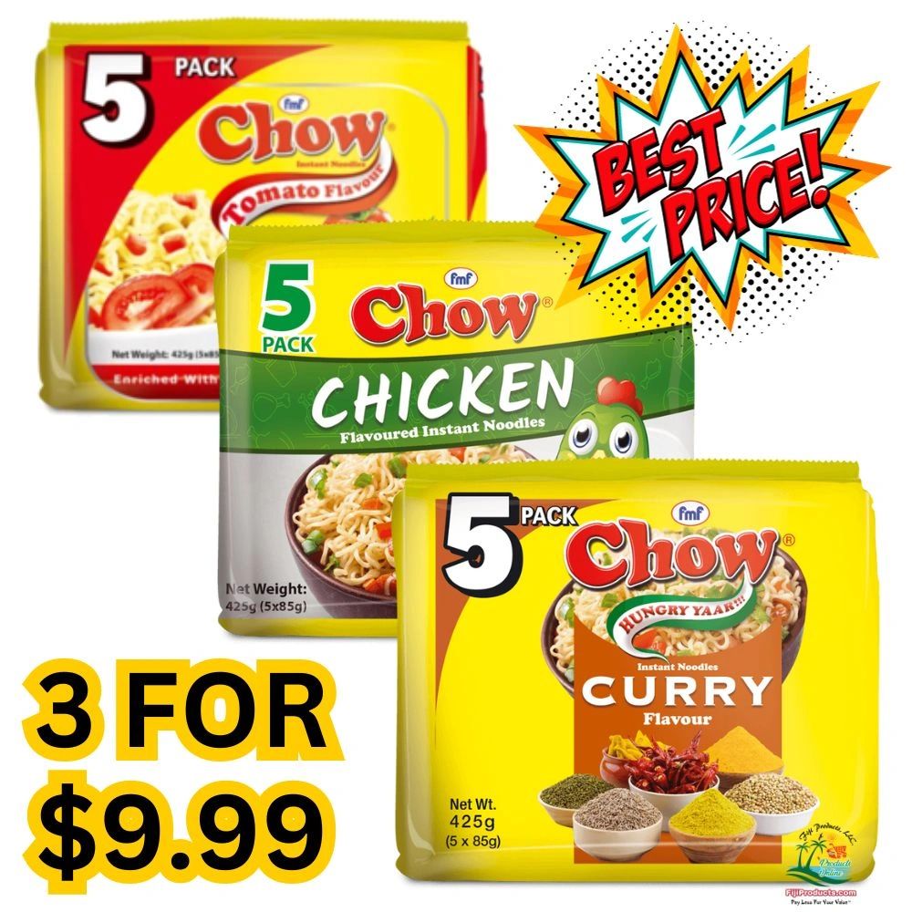 SALE! FMF Fiji Noodles Chow Tomato, Chicken, Curry Flavor (Pack of 3 x ...