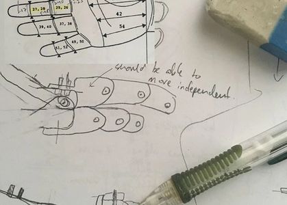 The design process begins with crude sketches. 