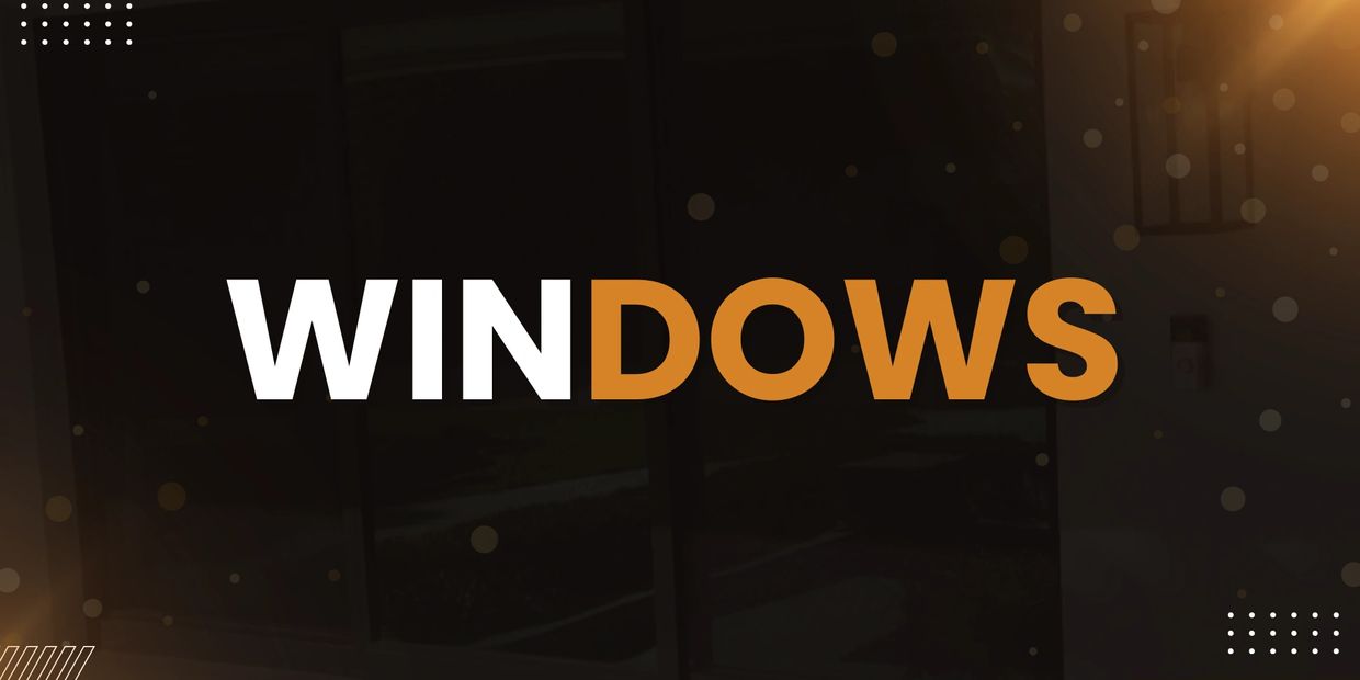 Bold text reading 'WINDOWS' with 'WIN' in white and 'DOWS' in orange.