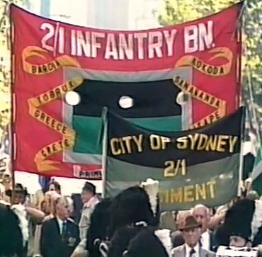 Anzac Day 1992 Sydney. Paul Cullen leading 2/1st Infantry Bn in the march  (Source: ABC broadcast)