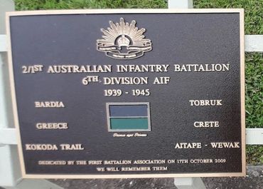 2/1st Australian Infantry Battalion 6th Division Plaque at  Chris Cunningham Park, Tweed Heads NSW