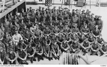 2nd AIF second advance party on Strathallan 2 Jan 1940 O B Moriarty and J Miller 16 Bde AWM 4107537