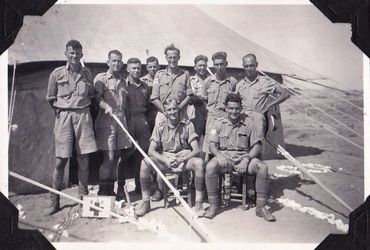 RMO John Fletcher Connell VX13901 AAMC seated centre in Palestine 1942 [Source: family collection]