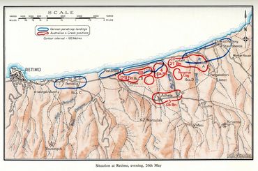 Map of Situation at Retimo (Crete) evening 20 May 1941 (AWM Greece, Crete & Syria/Gavin Long)